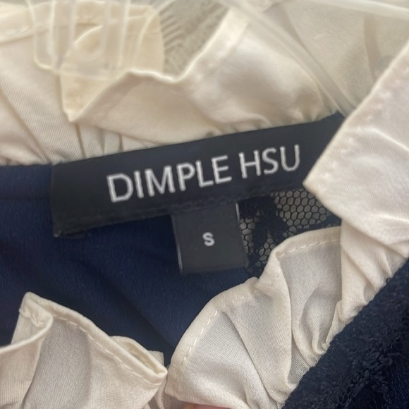 ❤️ 🆕 DIMPLE HSY Elegant Navy BLUE Dress with Cream Accents Size S - Picture 4 of 5